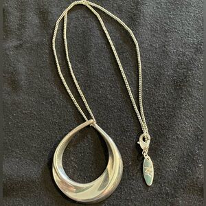 NY Collection Silver Crescent Pendant Necklace
